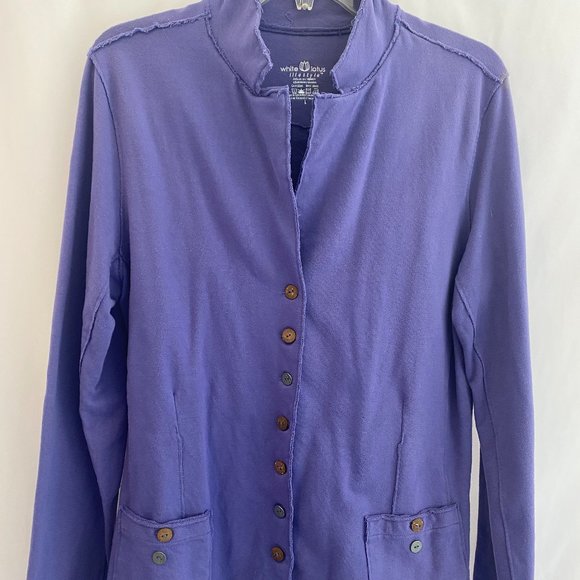 White Lotus Lifestyle Purple Long Sleeve Button Down Jacket Pockets Large - Picture 3 of 16